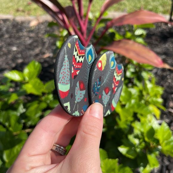 Boho Feather Skull Car Coaster Set | Feather Car Accessories - Picture 5 of 11